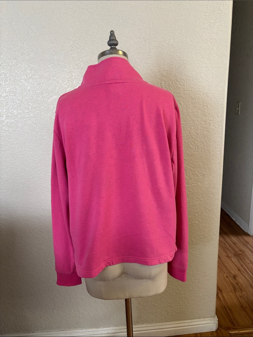 PINK Victoria's Secret Half-Zip Fleece Pullover - Hot Pink with White Logo - Picture 2 of 3